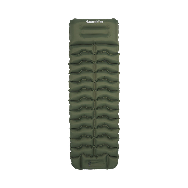 Коврик надувной Naturehike FC01 200х60х9,5 см, с подушкой, с насосом, зеленый