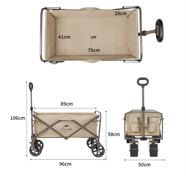 Тележка туристическая Naturehike Light 89х50х106 см, 90 л, коричневая