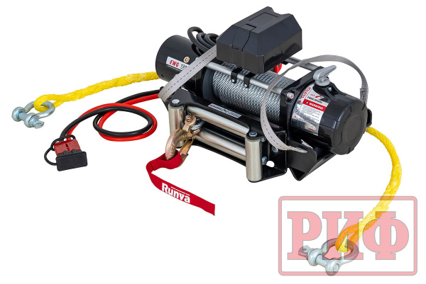 Лебёдка переносная РИФ 12000 c облегчённой площадкой и проводами (стальной трос)