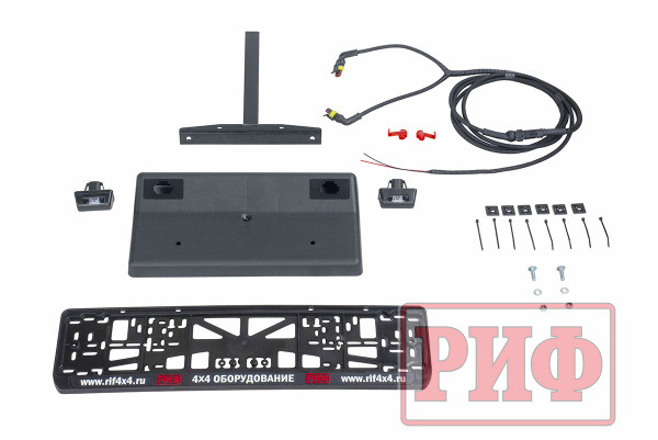 Бампер РИФ задний Mitsubishi L200 2005-2015 (кузов 1350 мм) с квадр. под фаркоп, калиткой и фонарями
