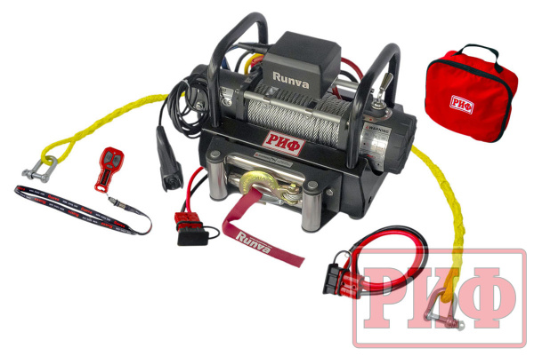 Лебёдка переносная РИФ 9500S c площадкой на цепях и проводами (в сборе)