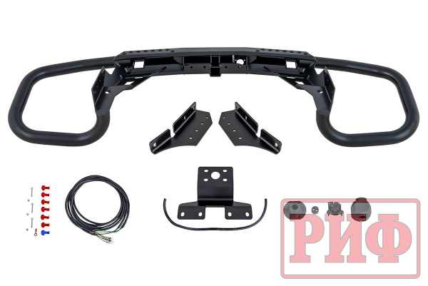 Бампер РИФ силовой задний Nissan Patrol Y62 с квадратом под фаркоп