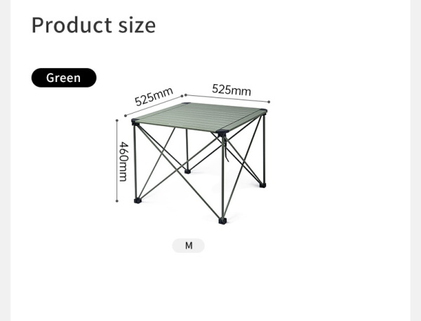 Стол туристический Naturehike Yamami L03 алюминиевый, 52,5х52,5х42 см, складной, серо-зеленый