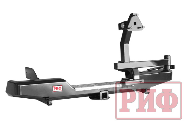 Бампер РИФ силовой задний Toyota Hilux 1983-1997 с квадратом под фаркоп и калиткой