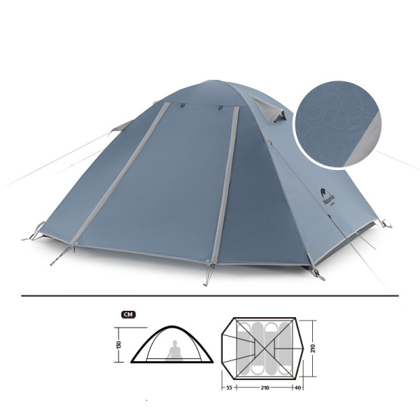 1 Палатка Naturehike P-Series 4-местная, алюминиевый каркас, голубая