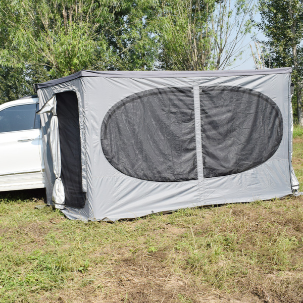 2 Стенки к автомобильной веерной маркизе (тамбур) РИФ 2.3х2 м, (левые) овальное окно