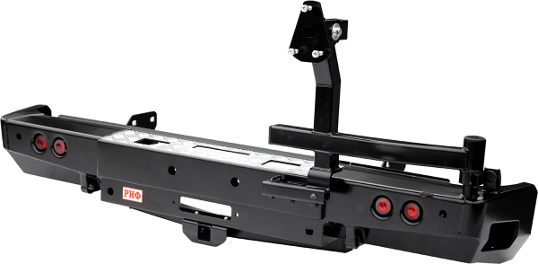 Бампер РИФ задний Toyota Tundra 07-13 площ. под лебёдку,квадратом под фаркоп,калиткой и фонарями