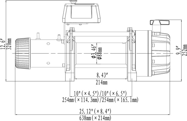 Лебёдка электрическая 12V Runva 18000 lbs влагозащищенная, синтетический трос