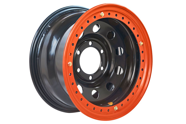 Диск усиленный Тойота Ниссан стальной черный 6x139,7 8xR16 d110 ET-19 с бедлоком (оранжевый)