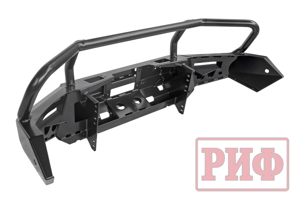 Бампер РИФ силовой передний Mitsubishi Pajero Sport 2015+ под доп. фары и парктрон., с защит. дугой
