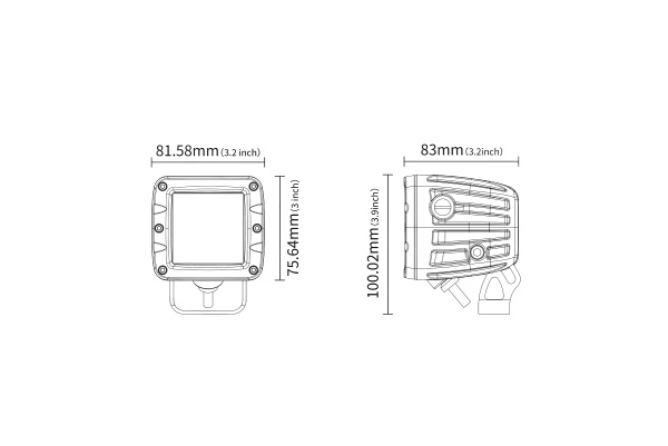 Фары рабочего света AURORA 76x76 мм 40W LED