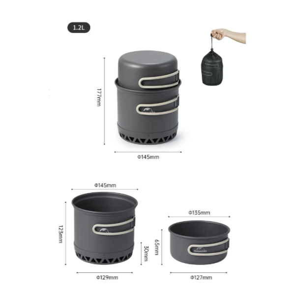 1 Набор посуды Naturehike туристический 1 персона, 1,2 л