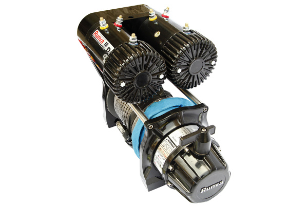 Лебёдка электрическая 12V Runva 10000 lbs 4500 кг двухмоторная (синтетический трос)