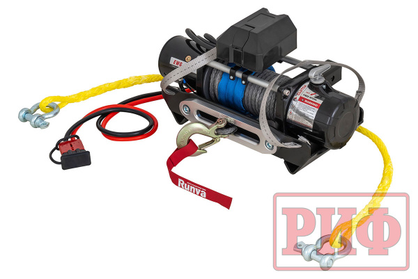 Лебёдка переносная РИФ 9000S c квадратом для фаркопа, синт. трос (облегченная)