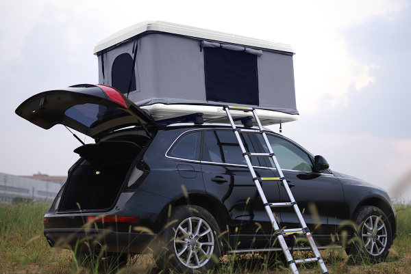 2.Палатка на крышу автомобиля РИФ Hard RT04-125, корпус белый, тент серый 210х125х150