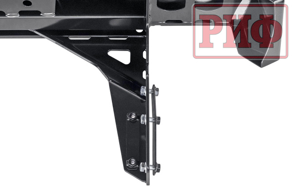 Бампер РИФ силовой задний Mitsubishi L200 2019-2022 с квадратом под фаркоп, калиткой и фонарями