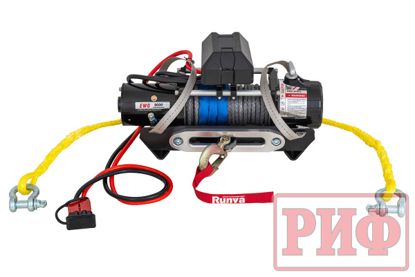 Лебёдка переносная РИФ 9000SR c облегчённой площадкой на цепях и проводами (синтетический трос)
