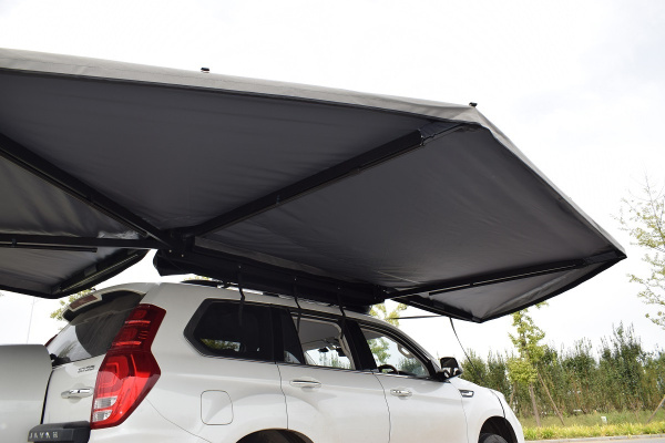 3 Маркиза автомобильная РИФ веерная, безопорная 2,3х2 м (правая), увеличенная, серая