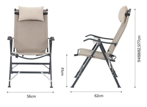 4.Кресло туристическое Naturehike TY10, складное, хаки, до 120 кг