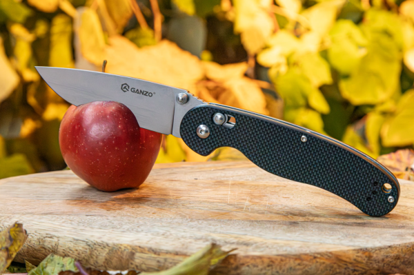 Нож складной GANZO, длина клинка 89 мм, сталь 440С, черный