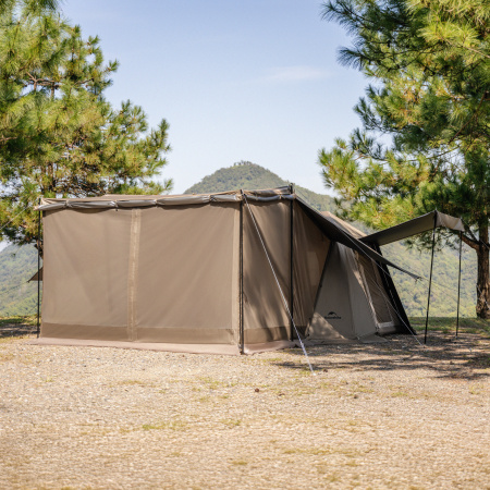 Палатка Naturehike Village 13 PRO автоматическая 5-8-местная, с верандой, темно-коричневая, блэкаут